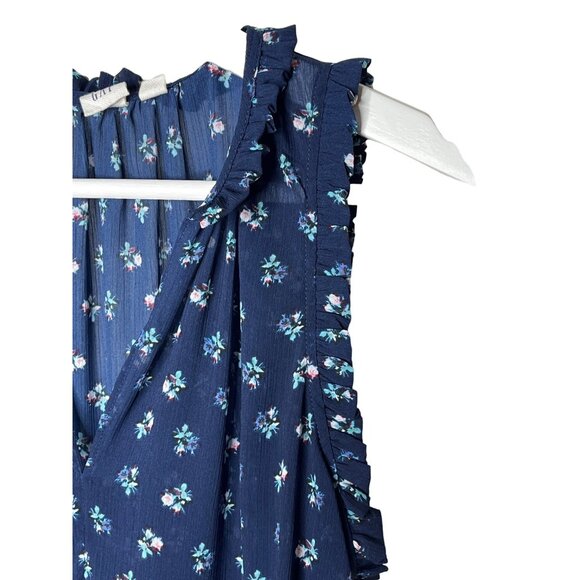 Gap Floral Ruffle Peplum Tank Top Blue White Small Sleeveless Blouse - Picture 5 of 8